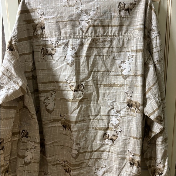 Columbia Tan Casual Button Down Shirt with Striped Pattern - Picture 3 of 5